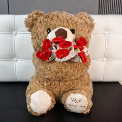 P&P Teddy Bear with Rose Blanket